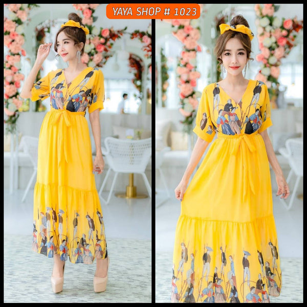 Colorful Boho casual maxi dress, made in Thailand
